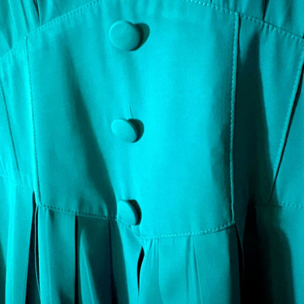 Vintage 90s Nina Piccalino Teal Midi Dress | Wedding Guest Bridesmaid - Picture 4 of 9